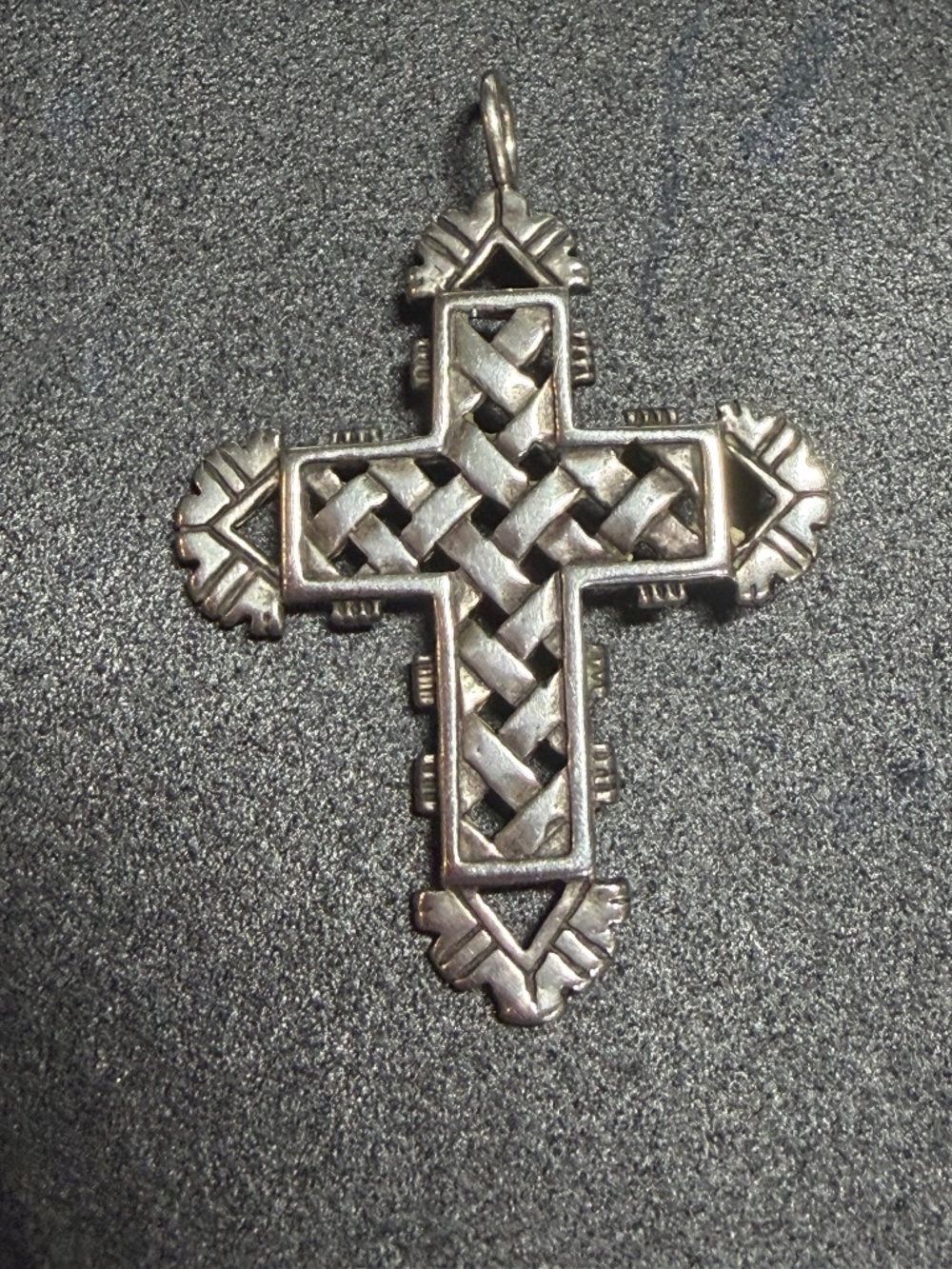 Vintage 925 Silver Basket Weave Cross Pendant